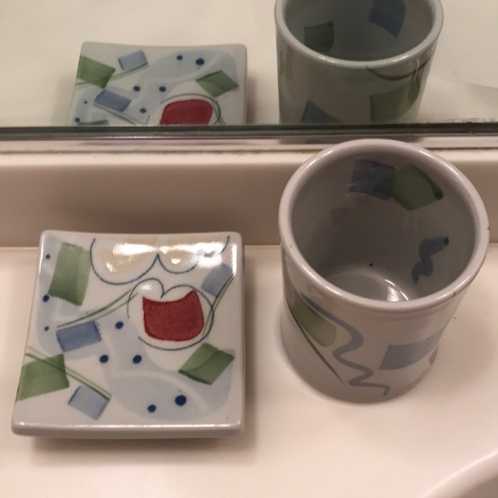 HANDMADE BATHROOM SET SOAP AND TOOTHBRUSH HOLDER NEW WITH GIFT BOX